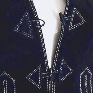 Leather Craft NY Vintage1960's SuedeLeatherNavyBlue&WhiteStitchVest.Jus LikeNew